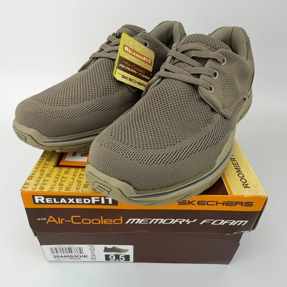 Skechers Expected 2.0 Marino Khaki Mens Memory Foam‎ Shoes Mens 9.5 NIB